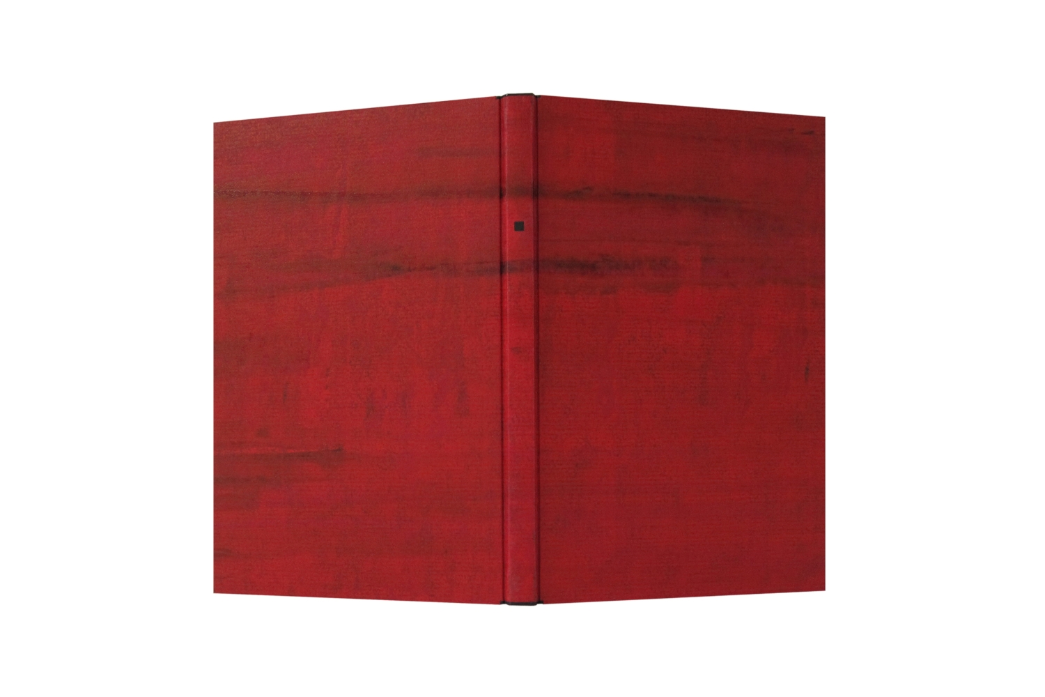 <p>Edelpappband, Bezugspapier handgewalzt von ANNETTE VOGEL, 2011, Kapitalverstärkung aus schwarzem Oasenziegenleder an Kopf und Fuß, dunkelgrüne Vorsätze aus INGRES-Papier, 3-seitiger Naturschnitt, rotes Lederkapital, schwarzer Kartonschuber. Format: 12,3 cm x 18,4 cm; 2013, Privatbesitz</p>