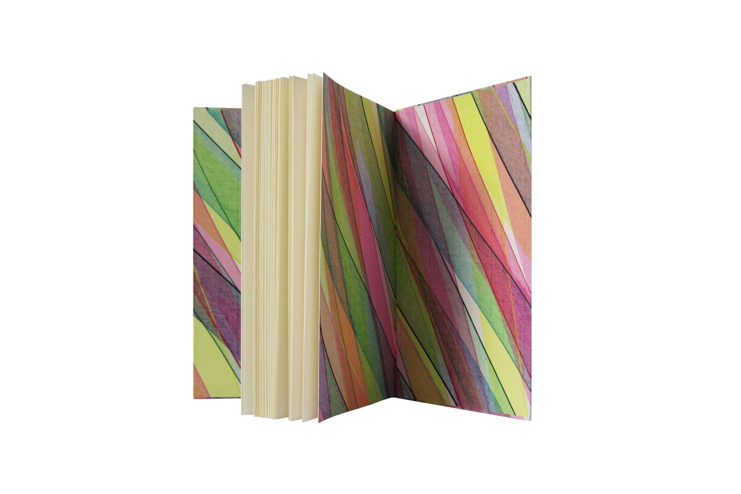 <p>Edelpappband, Bezugspapier und Vorsätze gespachtelt und in einem Stück verarbeitet, Kopf-Naturschnitt, dunkelrotes Lederkapital, graublauer Kartonschuber. Format: 12,5 cm x 18,5 cm; 2013, Privatbesitz</p>