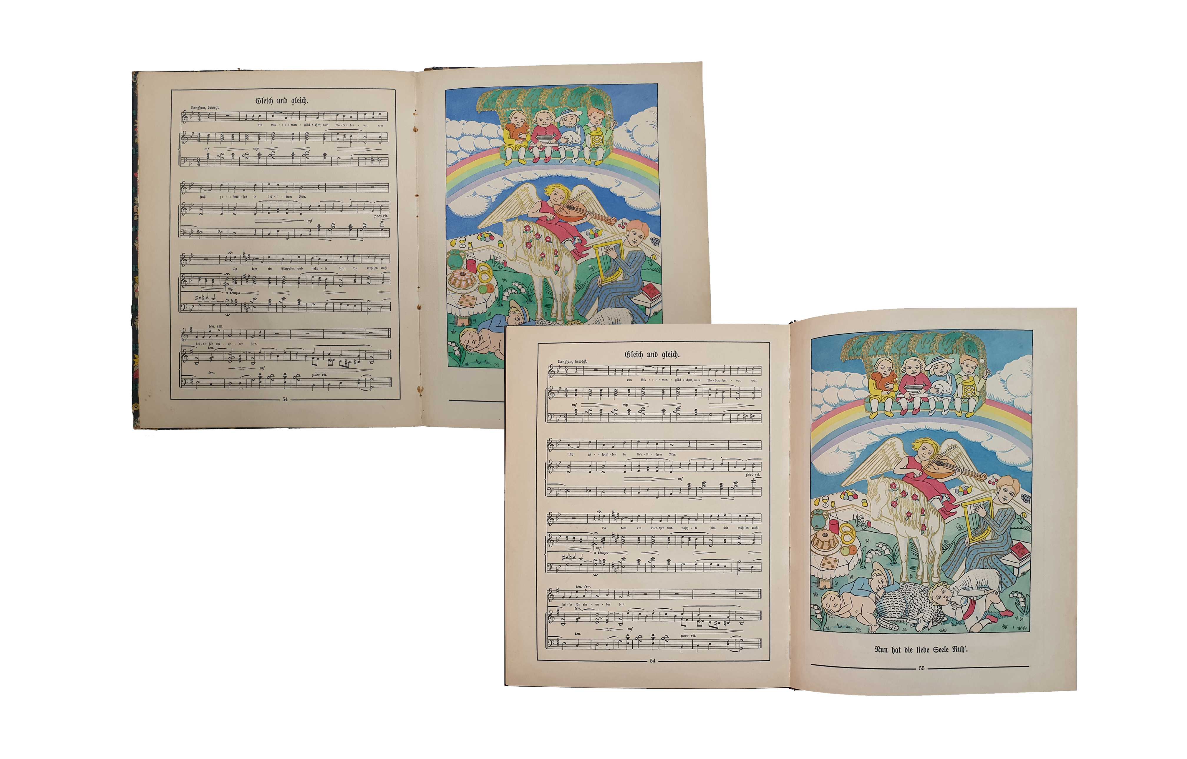 <p>A﻿blösen der TESA-Verklebungen, Entfernen der rostigen Klammern, rostige Stellen aus dem Papier entfernen und Schließen der Löcher mit Japanpapier, Fadenheftung, Sicherung und Ergänzung der Original-Vorsatzpapiere, Erneuerung des Einbandes (Pappband) unter Verwendung der Original-Bezugspapiere. Auftragsarbeit 2024</p>