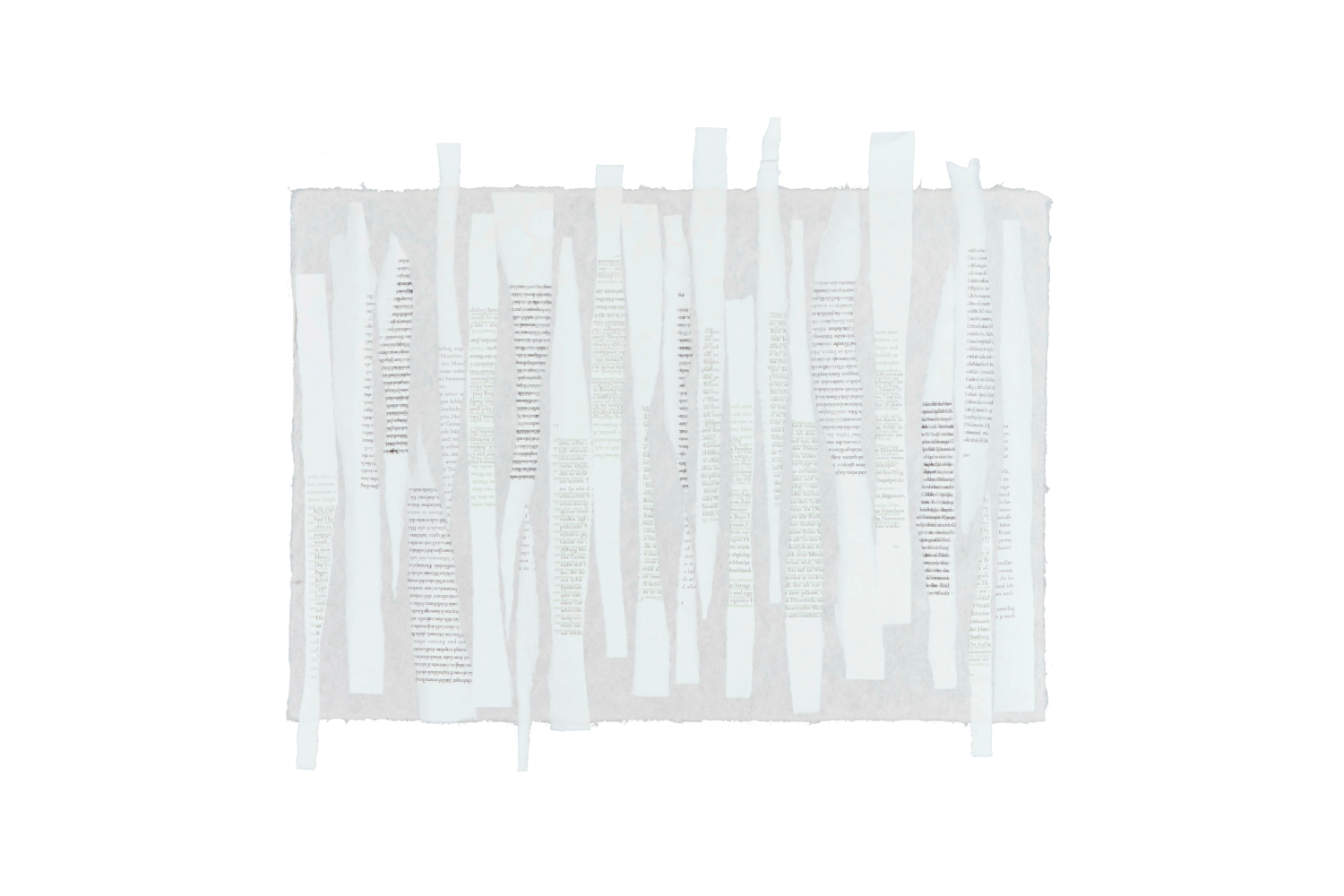 <p>Die gerissenen Papierstreifen (Makulatur) wurden während des Gautsch-Vorganges eingelegt.<br>
Größe: 60 x 44 cm</p>