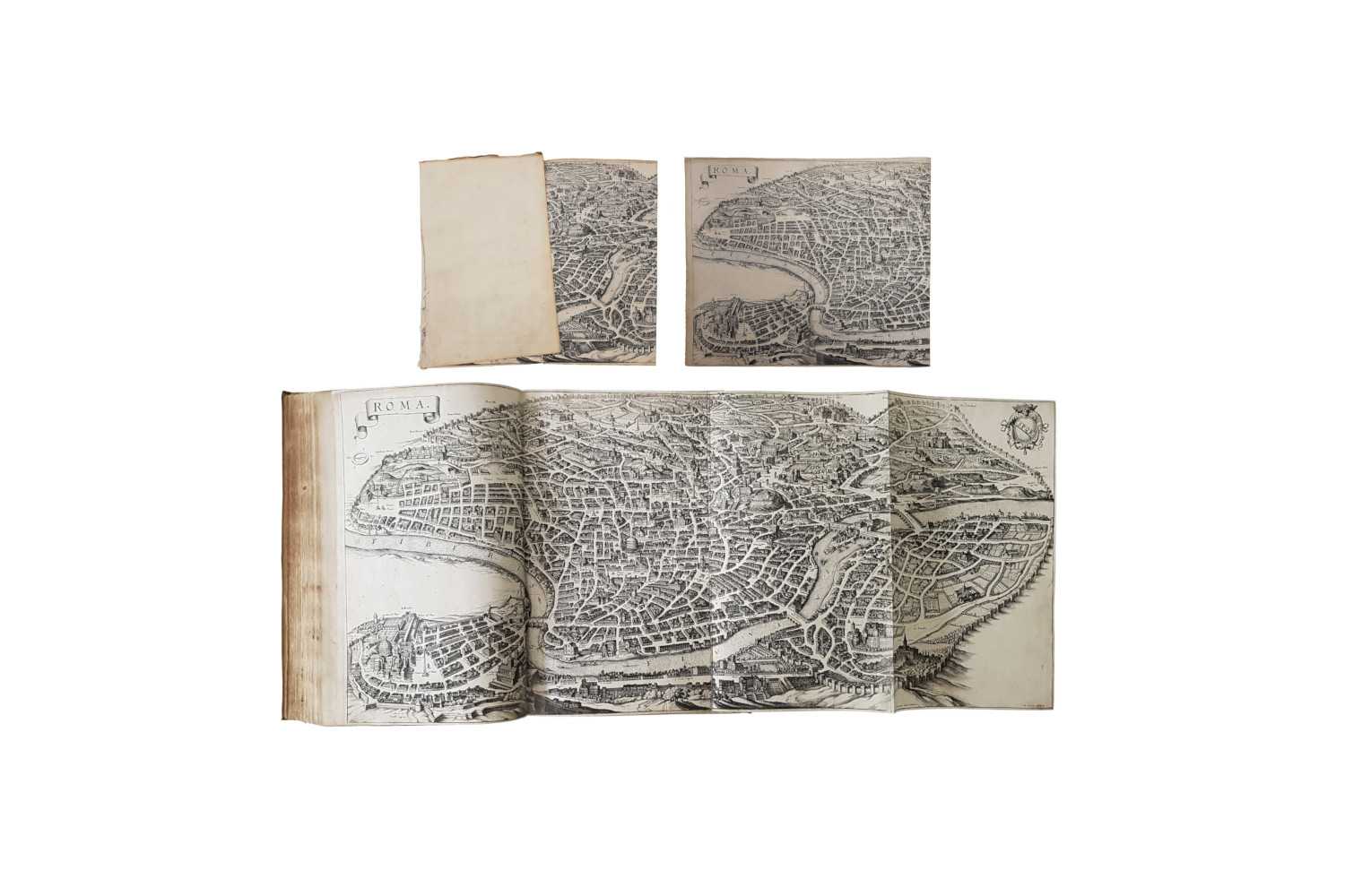 Zeiller, Martin: Itinerarium Italiae Nov Antiquae: Oder, Raiß-Beschreibung durch Italien. Restaurierung von Graphiken, hier das Blatt ROM