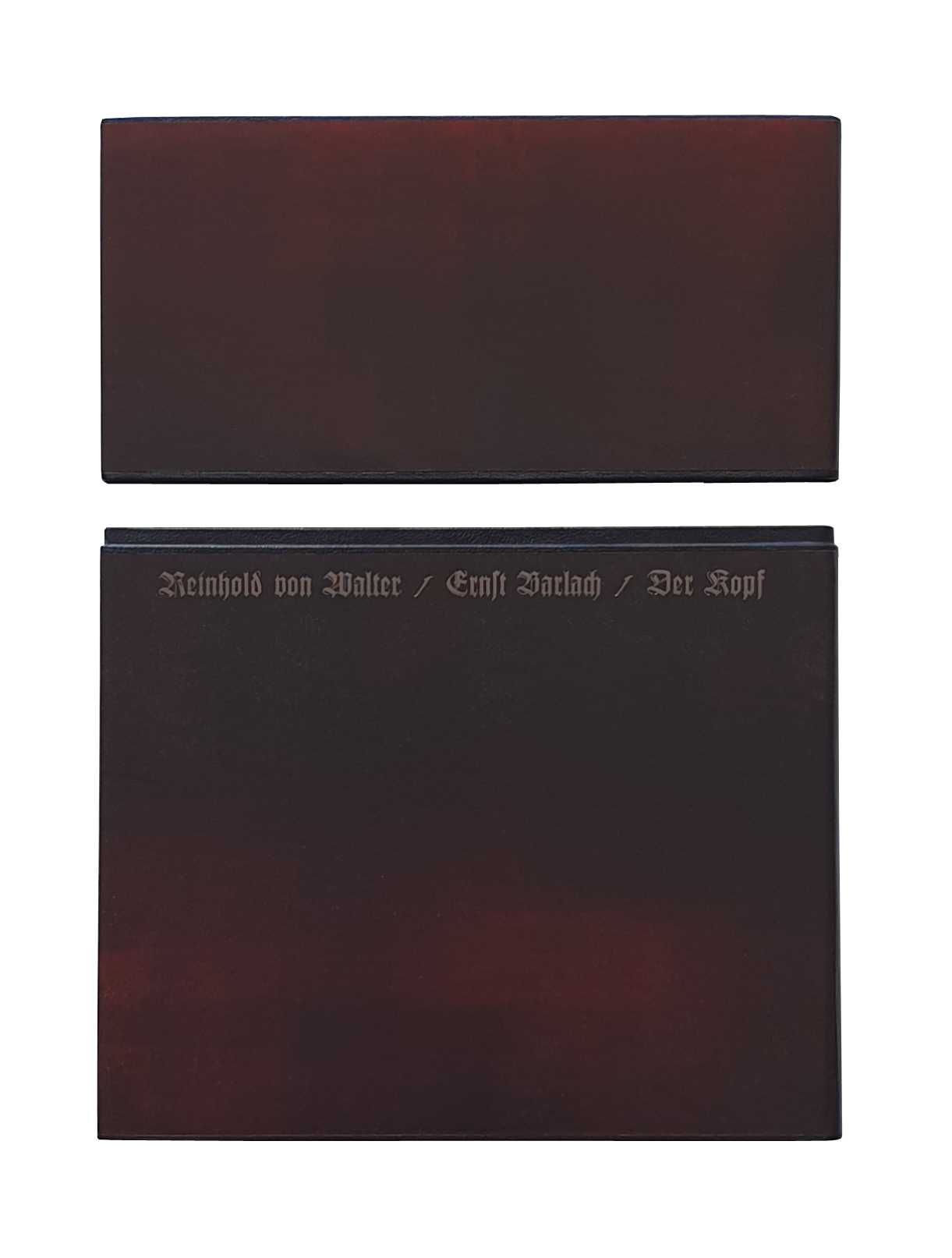 Reinhold von Walter / Ernst Barlach: Der Kopf <p>Halblederband mit aufgesetzten Deckeln, Rücken aus dunkelbraunem Saffianleder, handgefertigte Bezugspapiere, nickelfarbene Titelprägungen. Format: 24,6 cm x 31,7 cm, 2026.</p>