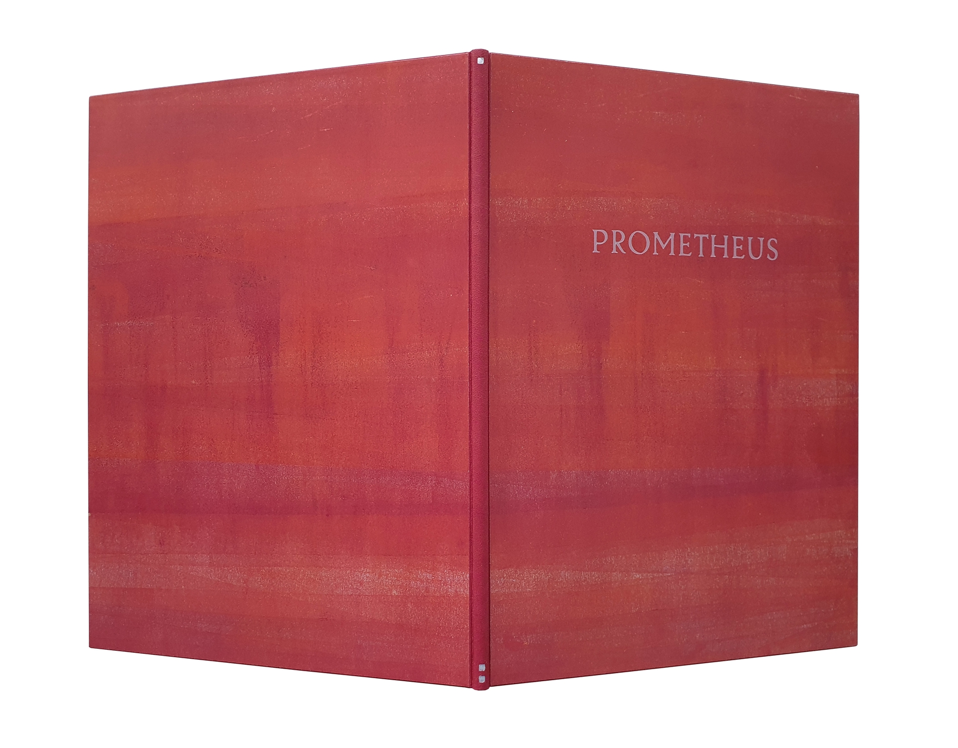 J. W. Goethe: Prometheus <p>Edelpappband, Lederrücken und Lederschienen an Kopf und Fuß, handgefertigte Bezugspapiere, perlmuttfarbene Titelprägung. Format: 20,7 cm x 28,5 cm, 2026, Privatbesitz</p>